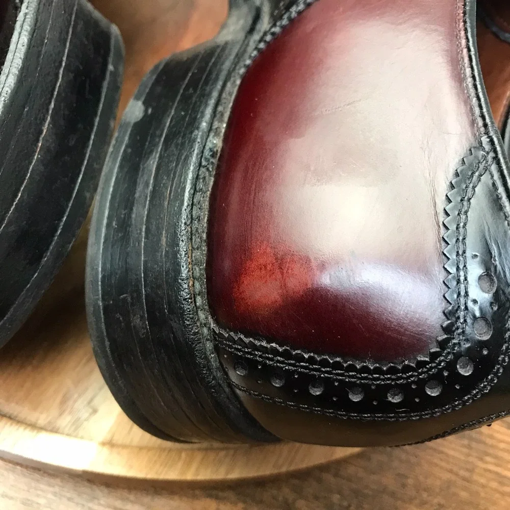 Allen Edmonds Polo Saddle Oxford‎ Dress Shoes Mens 9.5C Burgundy/Black *Flaws